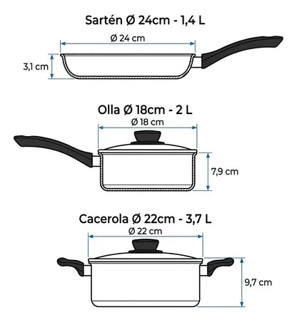 Set Tramontina Linz Starflon 3 Piezas