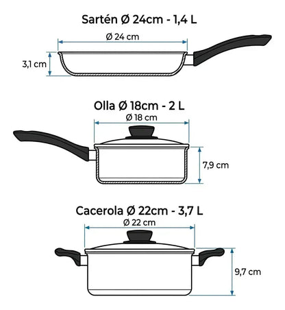 Set Tramontina Linz Starflon 3 Piezas